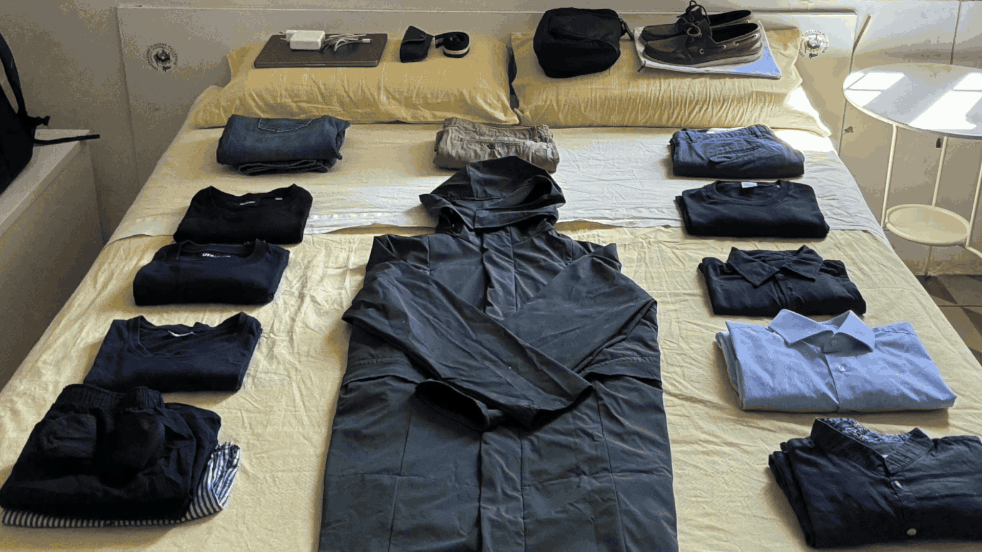 airport jacket with multiple pockets designed to replace carry on bag